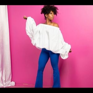 Oversized Off Shoulder Balloon Sleeve Top
